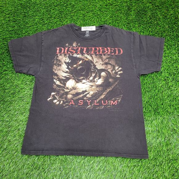 Disturbed Asylum Shirt Large 21x25 Faded Black Metalcore - Picture 1 of 13